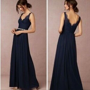 BHLDN Hitherto Fleur Floor Length Dress - Navy